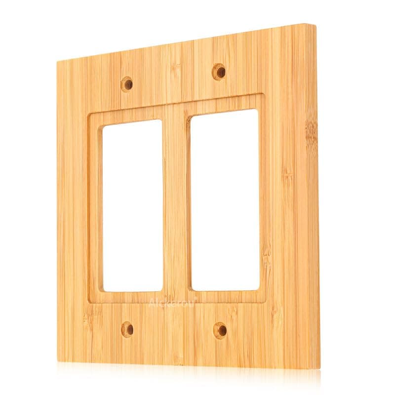 Solid Bamboo Light Switch Plate, Decorative Raw Wood Cover 4.8" x 3.14" Single Toggle — 1PC-6K Wall Plate 5