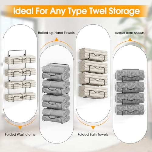 Bathroom Towel Racks, 6-Tier Wall Mounted Towel Holder