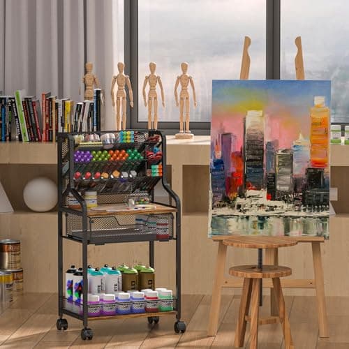 Multifunctional Rolling Utility Cart for Artists and Office