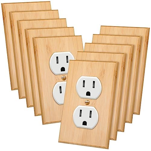 Pinkunn Solid Wood Bamboo Light Switch Plate (Double Hole) for Bedroom Kitchen Home