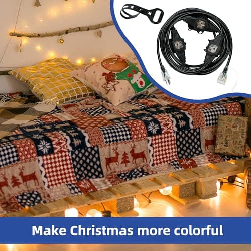 ETL Listed 20FT 16 Gauge Multi-Outlet Extension Cord, 4 Weatherproof Outlets, Ideal for Stage, Garden, & Christmas