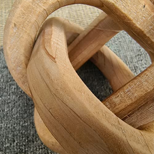 Hand Carved Rustic Brown Wood Knot Decor 3-Link Chain for Coffee Table Tray