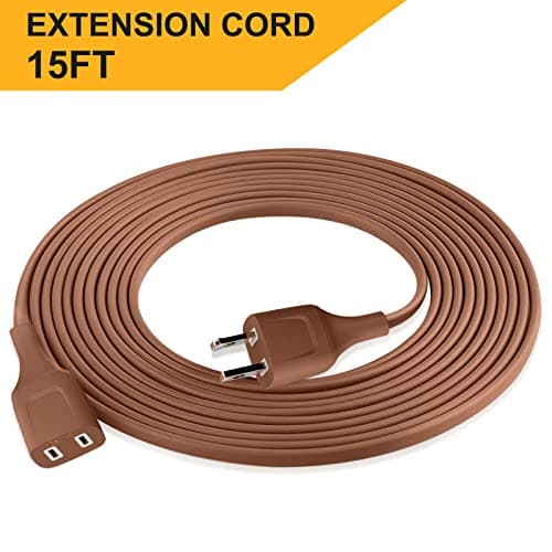 Sibosz 15ft Power Extension Cord 10A 125V Brown for Home Office