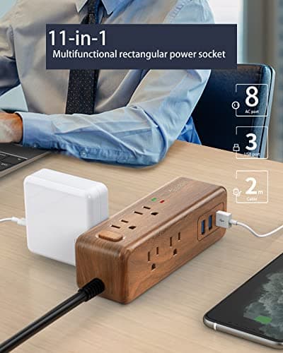 Surge Protector Power Strip 8 Outlets 3 USB 3ft Cord Circuit Breaker Home Office Dorm