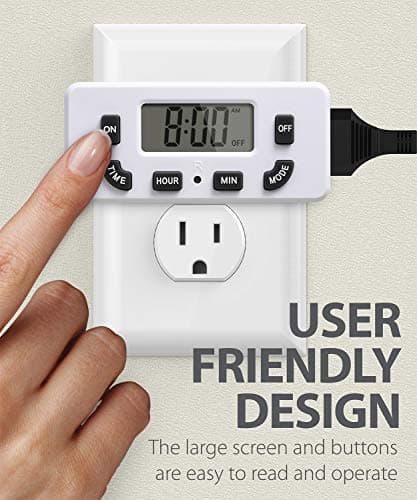 Fosmon 24hr Programmable Digital Timer Outlet (2 Pack) for Seasonal Lights & Heaters
