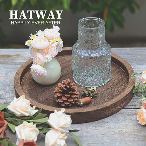 Round Wooden Tray Candle Holder for Home & Table Centerpieces