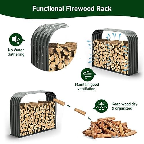 Galvanized Steel Firewood Storage Shed for Outdoor Use