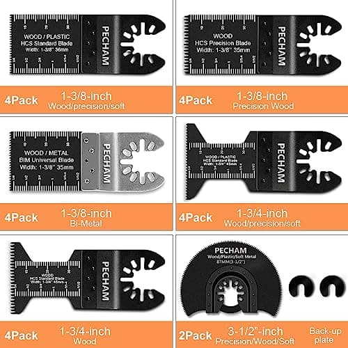 PECHAM 24PCS Universal Wood Metal Oscillating Saw Blades Fit Porter Cable Black & Decker