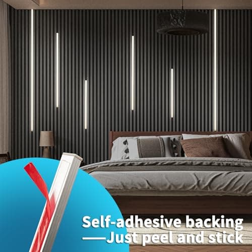 6pcs Self-adhesive White LED Light Kit for Wood Slat Walls & Home Decor