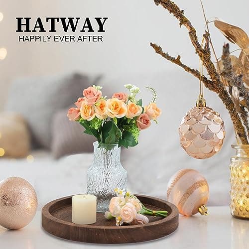 Round Wooden Tray Candle Holder for Home & Table Centerpieces