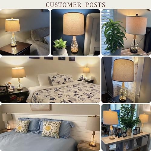OYEARS 23" USB A+C Bedside Lamps Sets for Bedroom Living Room