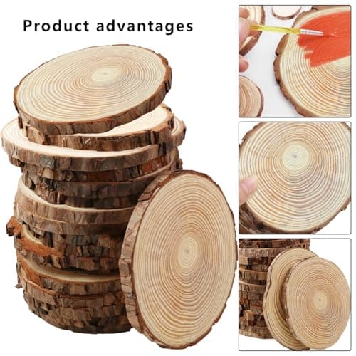 17 PCS Natural Round Wood Slices for Centerpieces,Crafts & Decor