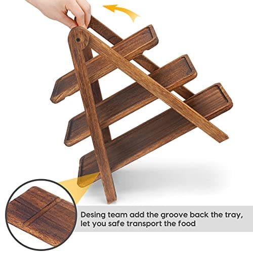 Manspdier Wood 3 Tier Cupcake Stand & Serving Tray, Brown Farmhouse Decor