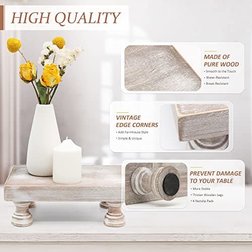 EOSAHR Natural Wood Riser for Room Decor - Rustic Pedestal Stand for Kitchen and Bath Décor