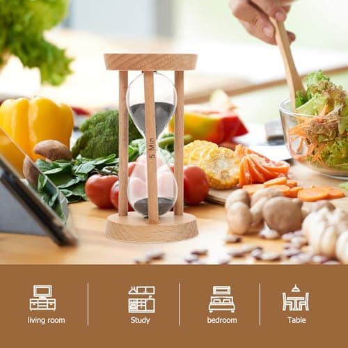 BESTonZON 5 Minute Hourglass Timer Wood Sand Clock Cooking Alarm