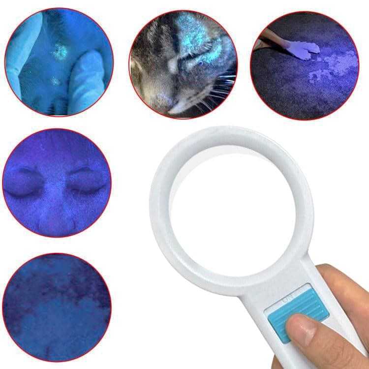 Cordless Wood's Lamp for Ringworm Detection - Skin Testing for Estheticians and Veterinarians - 5x Magnifying Wood Lamp with 16 LED Battery Powered