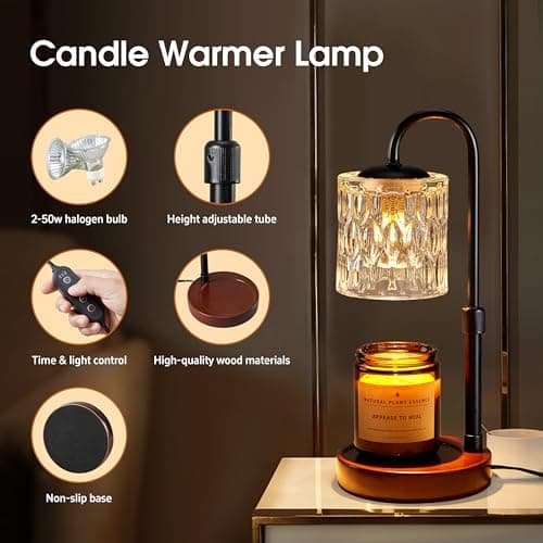 Briever Dimmable Candle Warmer Lamp with Timer for Jar Candles