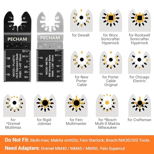 PECHAM 24PCS Universal Wood Metal Oscillating Saw Blades Fit Porter Cable Black & Decker