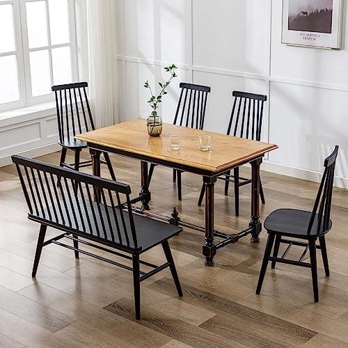 DUHOME Black Slat Spindle Back Wooden Dining Chair Set, 4 Pack Kitchen Dining Room