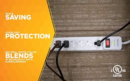 Surge Protector for 900J Protection, 6 Outlets, 3-Foot Cord, White