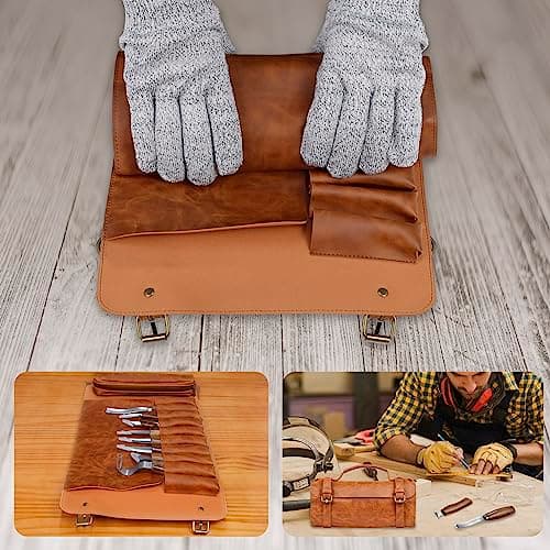 Tekchic Deluxe Wood Carving Kit with Whittling Knife & Leather Case