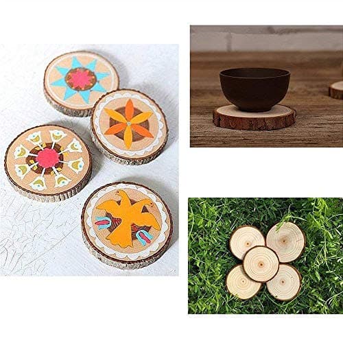 Natural Tree Bark Wood Slices Coasters 10 Pcs Rustic Craft Kit