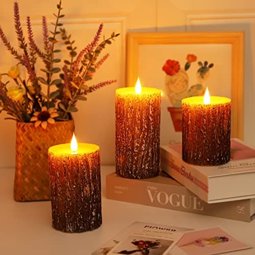 Battery Operated 3D Wick Flameless Pillar Candles with Remote Control