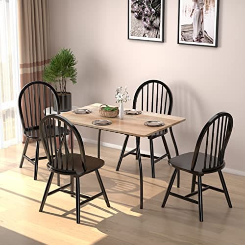 Giantex Black Windsor Armless Dining Chairs, Set of 4French Country Style