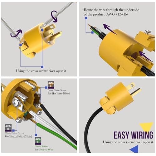 ENERLITES NEMA 5-15P & 5-15R Plug & Connector Set, 15 Amp 125V, UL Listed, Yellow