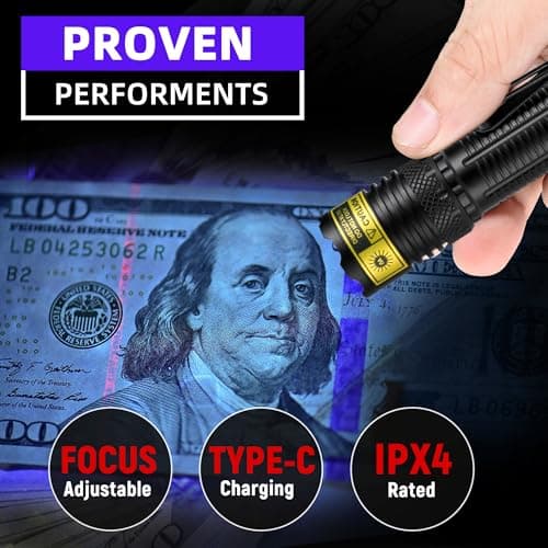 DARKDAWN 365nm Mini USB-C Rechargeable Black Light LED Flashlight