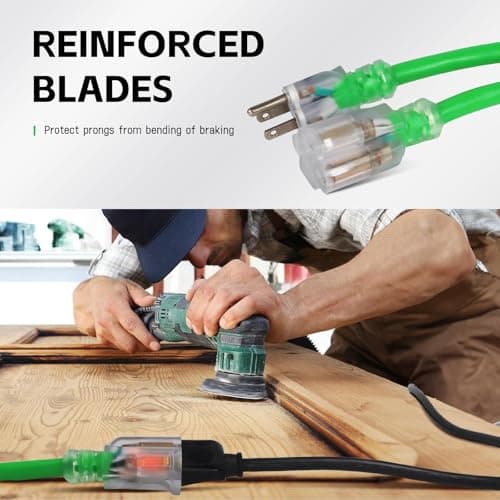 EP 6 Ft Outdoor Extension Cord, Heavy Duty Waterproof Cable, 3 Prong Grounded, Lighted Endpoint, for Lawn & Garden Appli