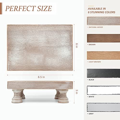 EOSAHR Natural Wood Riser for Room Decor - Rustic Pedestal Stand for Kitchen and Bath Décor