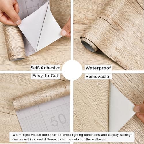 Light Wood Grain Peel and Stick Contact Paper for Cabinets and Countertops