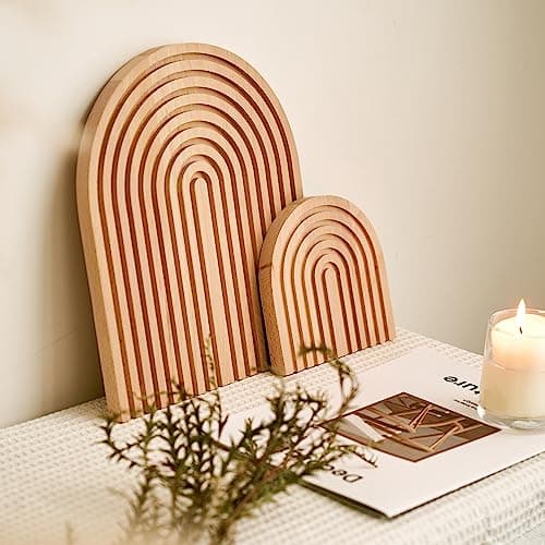 Boho Wood Rainbow Arch - Modern Room Decor (Set of 2)