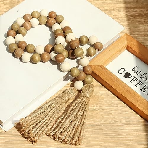 Farmhouse Beads with Tassels for Tiered Tray Decor