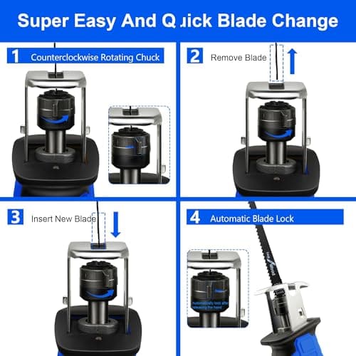 18V Cordless Reciprocating Saw with 4 Blades & Protective Kit
