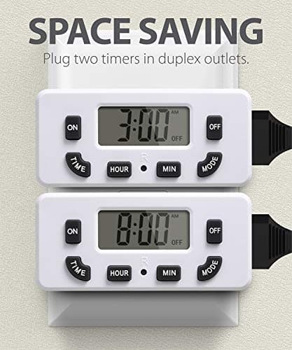 Fosmon 24hr Programmable Digital Timer Outlet (2 Pack) for Seasonal Lights & Heaters