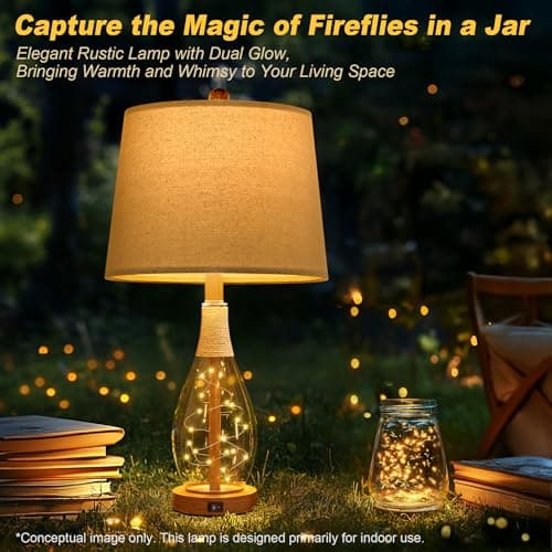 OYEARS 23" USB A+C Bedside Lamps Sets for Bedroom Living Room