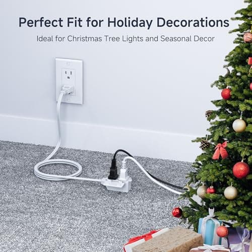 Cable Matters 2-Pack 16 AWG 2 Prong Extension Cord, 6 ft, 13A 3-Outlet, Tamper Guard, White