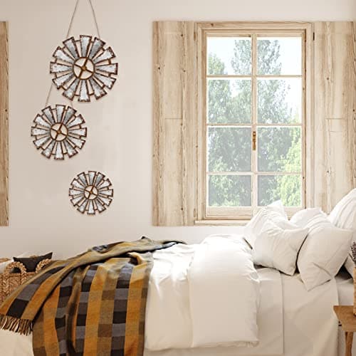 Yookeer 3 Pack Farmhouse Wood Windmill Wall Decoration