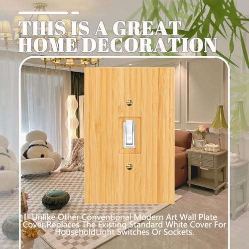 Solid Bamboo Light Switch Plate, Decorative Raw Wood Cover 4.8" x 3.14" Single Toggle