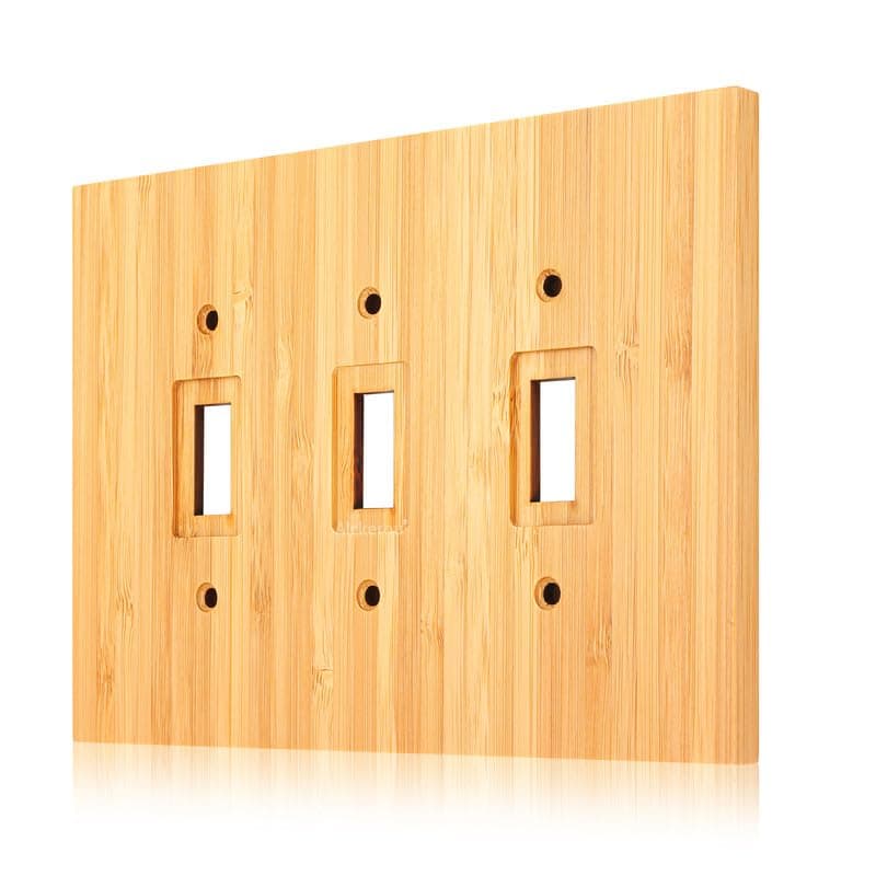 Solid Bamboo Light Switch Plate, Decorative Raw Wood Cover 4.8" x 3.14" Single Toggle — 1PC-6K Wall Plate 6