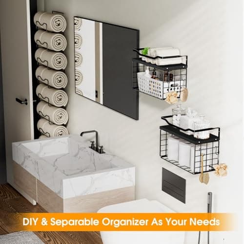Bathroom Towel Racks, 6-Tier Wall Mounted Towel Holder