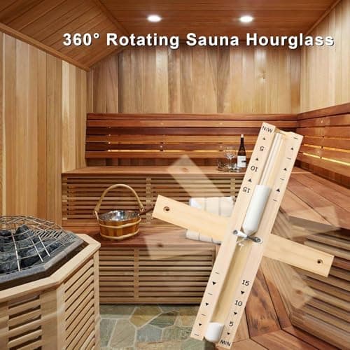 15 Minute Rotating Wood Sauna Sand Timer, White Sand Clock