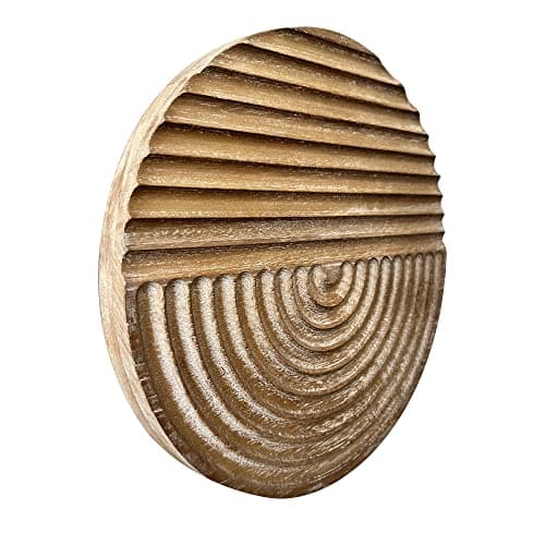 Musanpou Hand-carved Round Wood Wall Decor | Farmhouse & Country Style | Natural