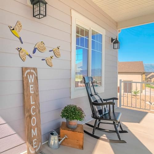 Rustic Blue Wooden Bird Wall Art for Living Room Kitchen Office Gift