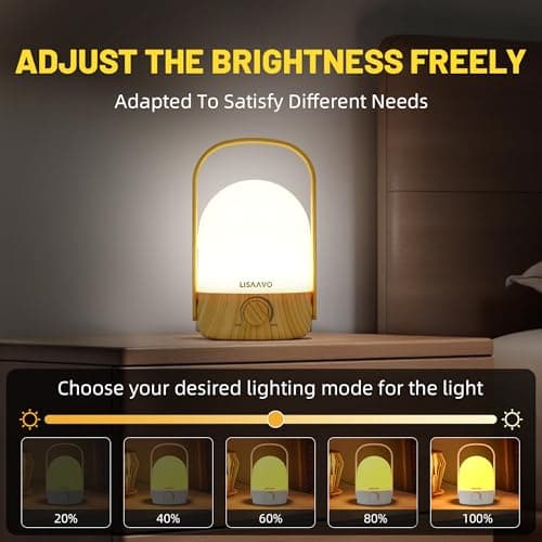 Wooden Portable Cordless Rechargeable Bedside Lamp for Nightstand