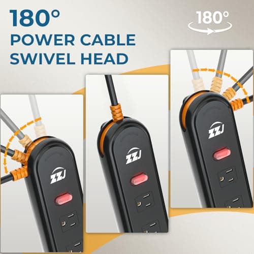 Weatherproof Outdoor Power Strip, 1875W 7-in-1 Surge Protector 10FT Cable