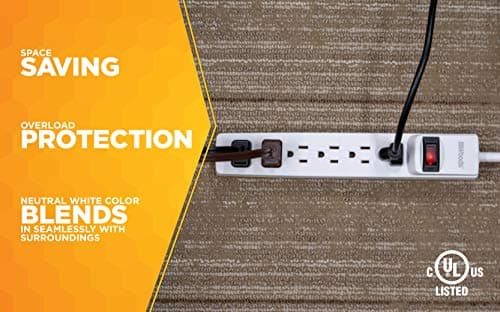 Compact Power Strip with 6 Outlets for Users