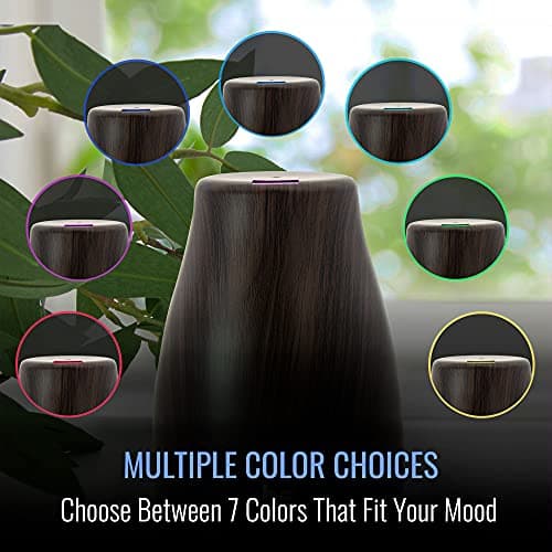 HealthSmart Cool Mist Humidifier & Aromatherapy Diffuser, 150ML Tank, Wood Grain Brown